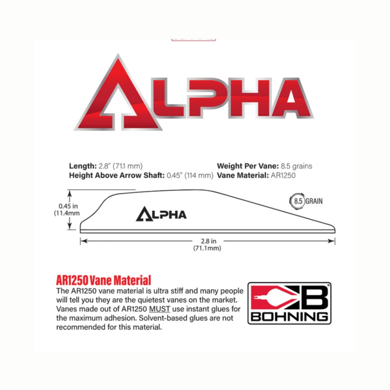 Bohning Alpha Vane 2.8" - 36 Pack (Black) - Image 4