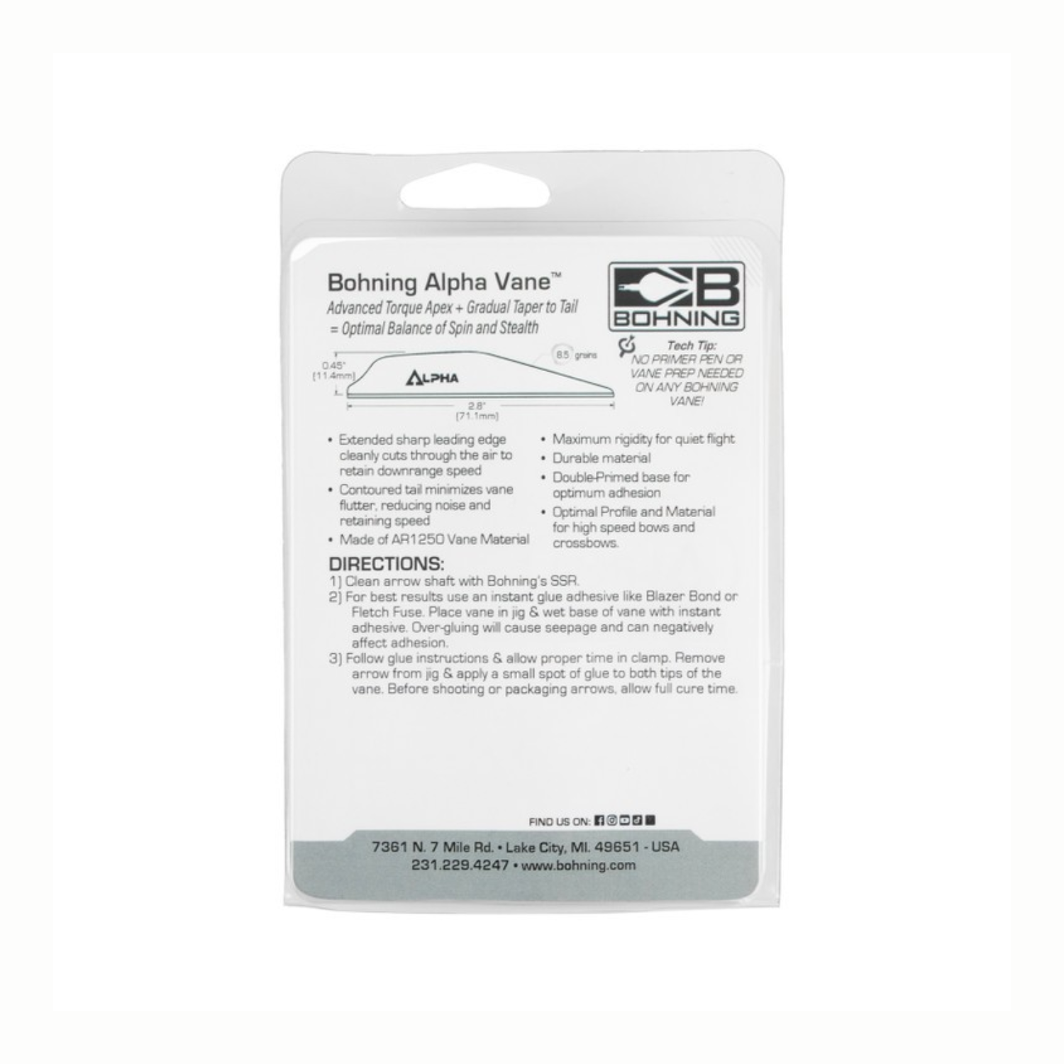 Bohning Alpha Vane 2.8" - 36 Pack (Black) - Image 5